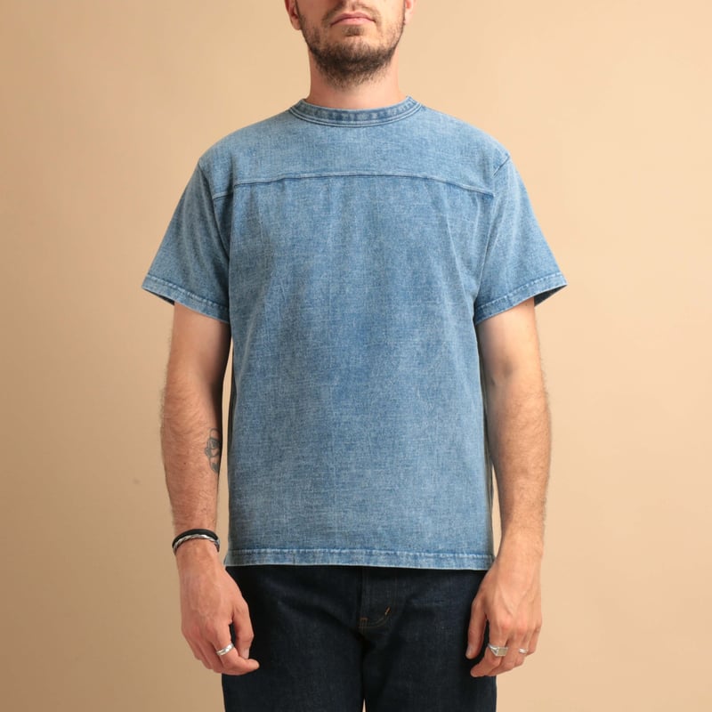 Heavy Jersey Football Tee Ice Blue