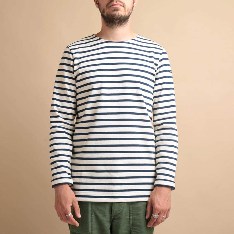 Thick Cotton Marinière in Ecru/Navy