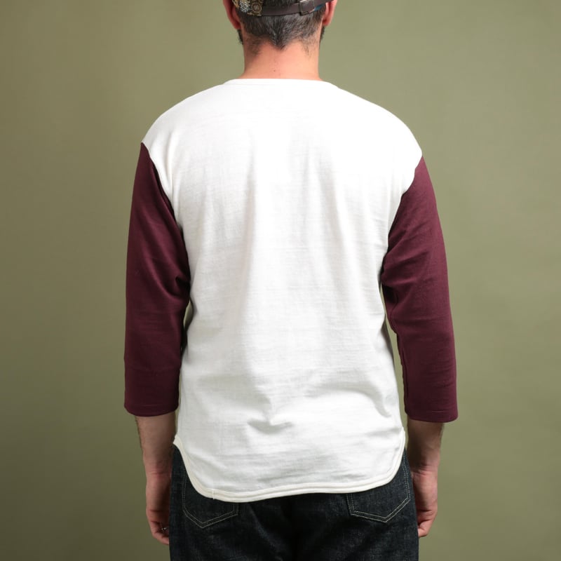 Lot 4058 3/4 Henley Neck Baseball Tee Cream/Bordeaux