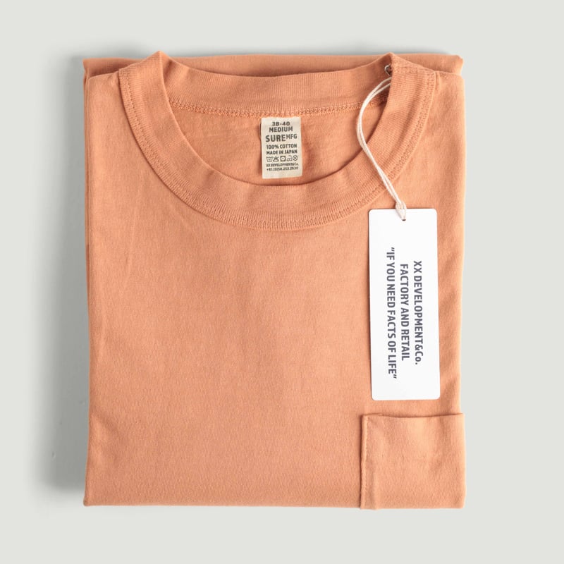 "SURE MFG" 7.5 oz Pocket S/S Tee Raw Sienna