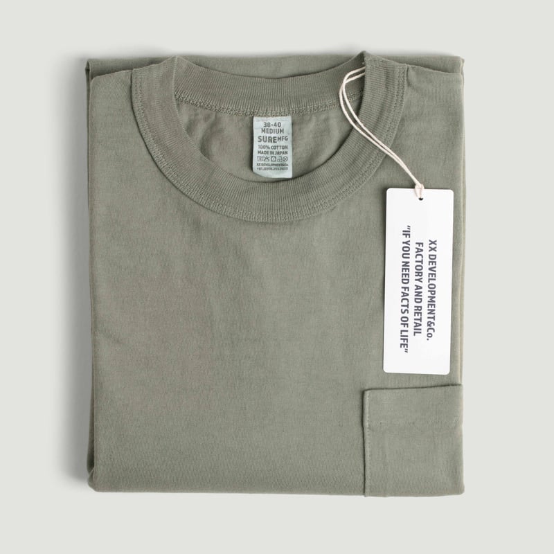 "SURE MFG" 7.5oz Pocket Short Sleeve Tee Dusty Olive