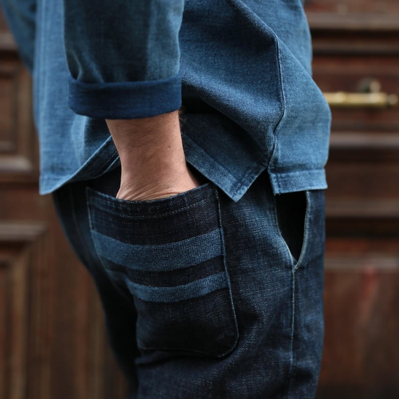 Heavy Raglan Long Sleeve Pocket T-shirt Indigo Shave