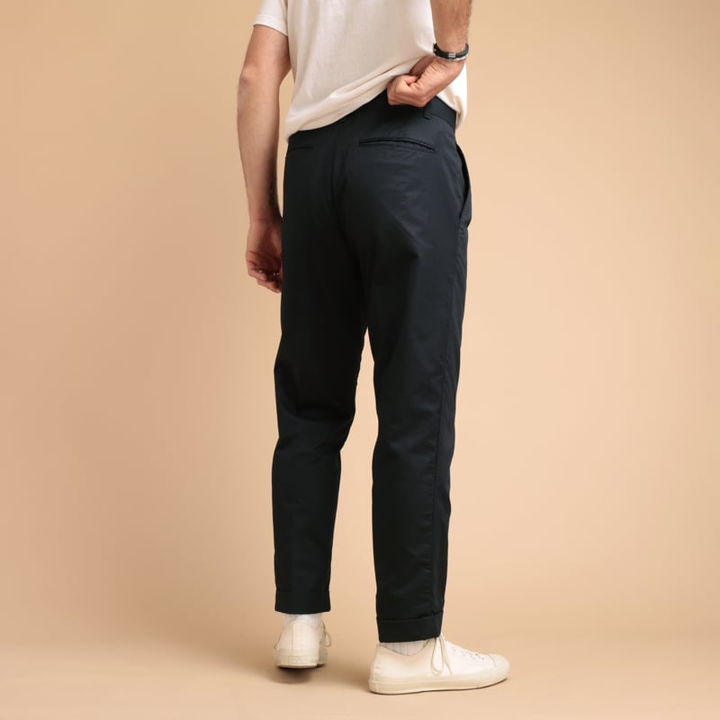 1 Pleat 80/3 Twill Trousers Navy