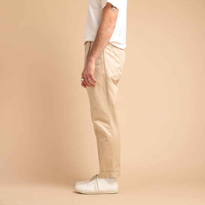 1 Pleat 80/3 Twill Trousers Beige