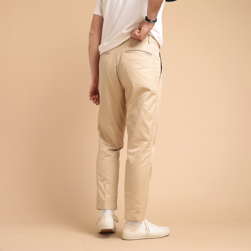 1 Pleat 80/3 Twill Trousers Beige