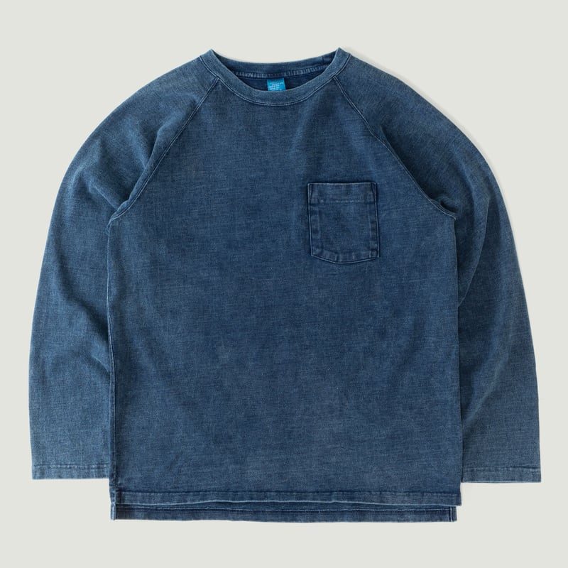 Heavy Raglan Long Sleeve Pocket T-shirt Indigo Shave