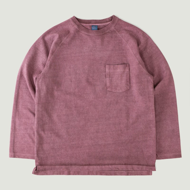Heavy Raglan Pocket Long Sleeve T-Shirt in Azuki