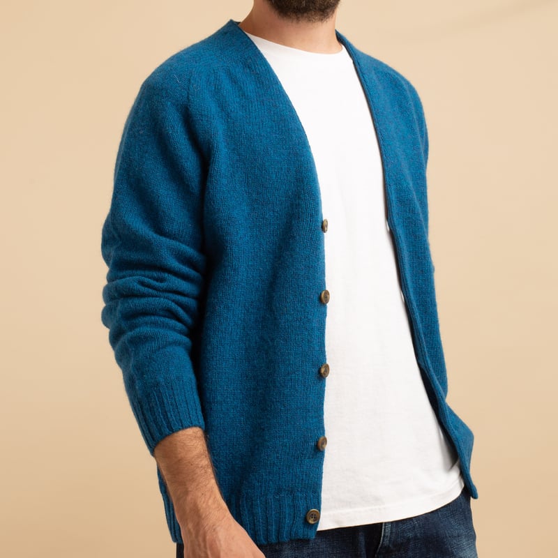 Saddle Shoulder V Cardigan Atlantic Spray