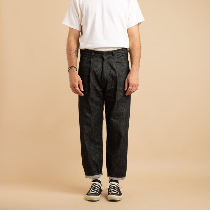 JAPAN BLUE / Dark Grey 13oz Wide Tapered 5-Pocket Pants