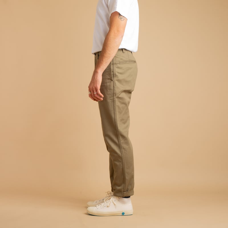 F0522 VAT Herringbone Trousers Olive