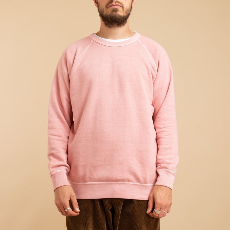 Raglan Crewneck Sweatshirt in Peach Coral