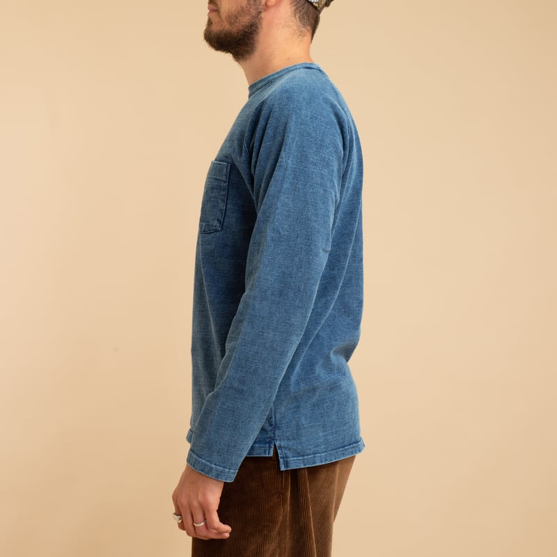 Heavy Raglan Long Sleeve Pocket T-shirt Indigo Shave