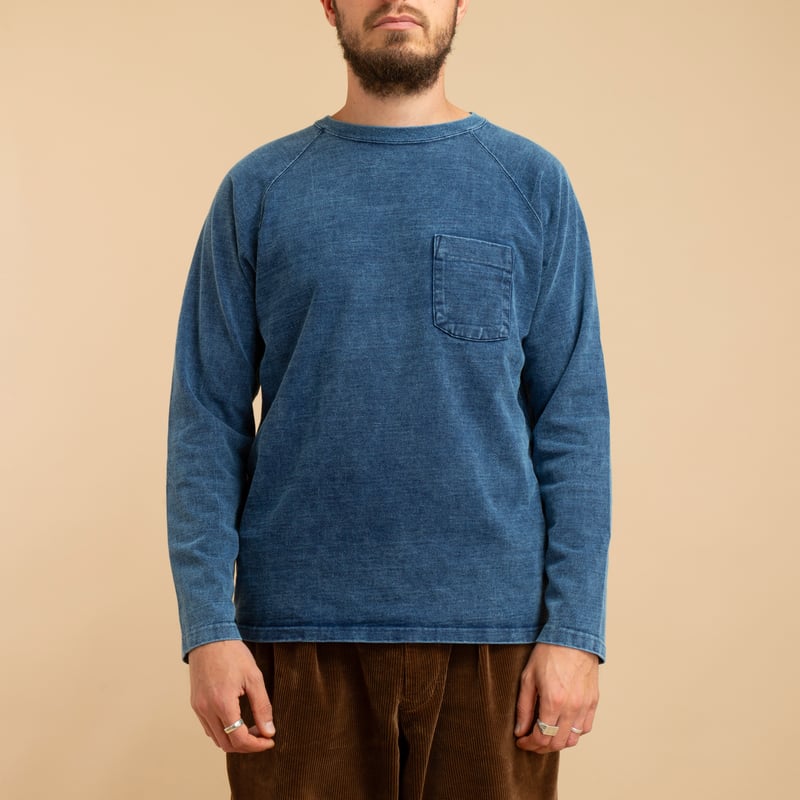 Heavy Raglan Long Sleeve Pocket T-shirt Indigo Shave