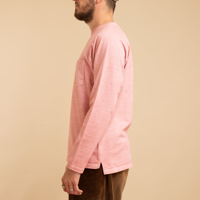 Heavy Raglan Pocket T-Shirt Long Sleeve P-Coral