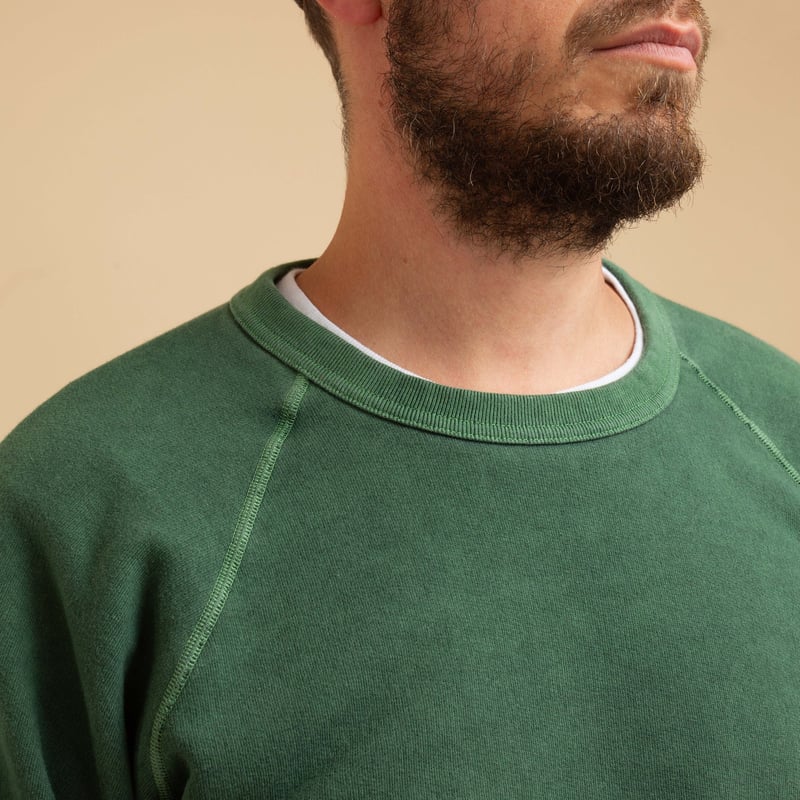 Raglan Crewneck Sweatshirt in Dark Green