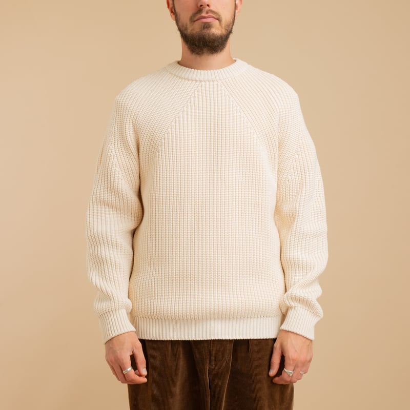 flâneurs - round neck sweater - BATONER - Signature Crew Neck - Ivory, front view