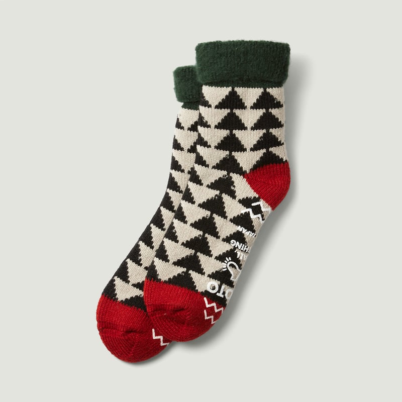 Comfy Room Socks "Sankaku" Green/Black/Red