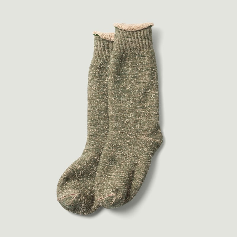 Double Face Crew Socks Green/Brown