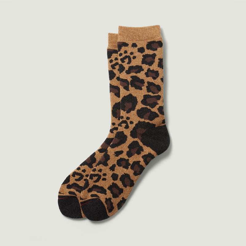 Pile Leopard Crew Socks D.Beige