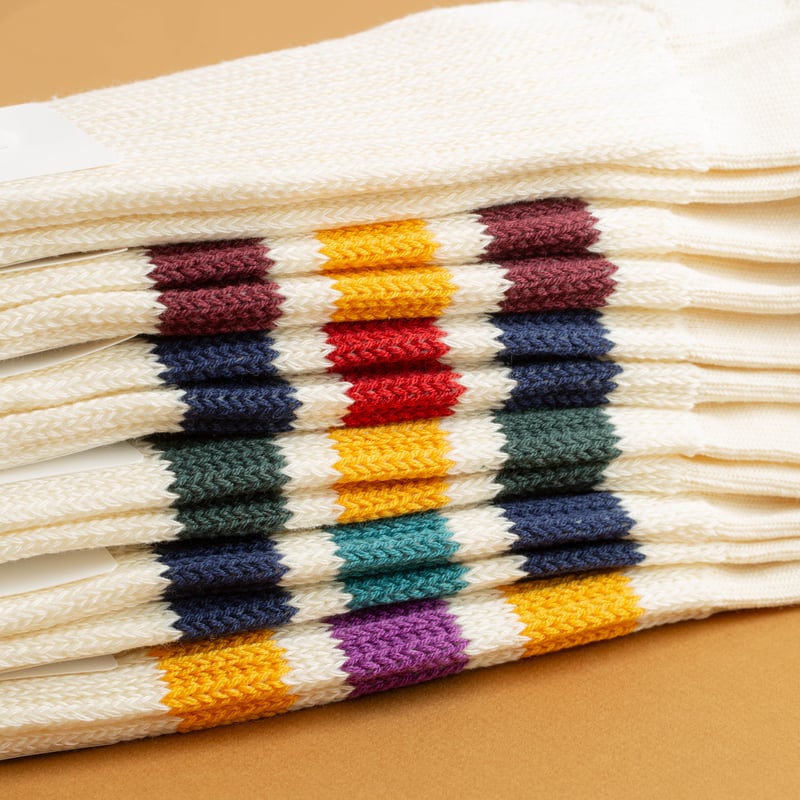 Coarse Ribbed OldSchool Crew Socks Navy/Dark Red