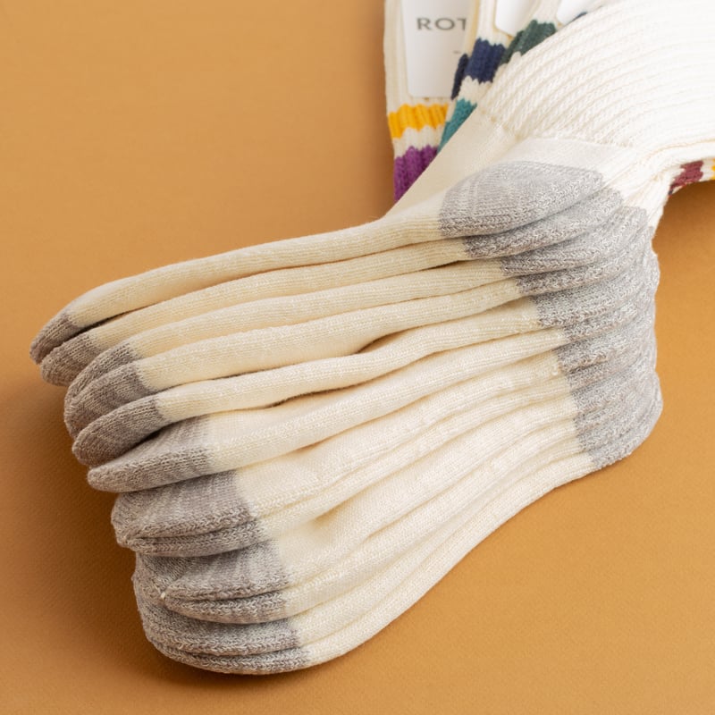 Coarse Ribbed OldSchool Crew Socks Dark Green/Yellow