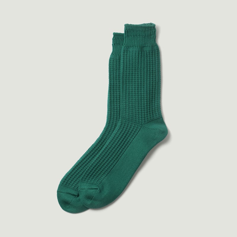 Cotton Waffle Crew Socks Sea Green