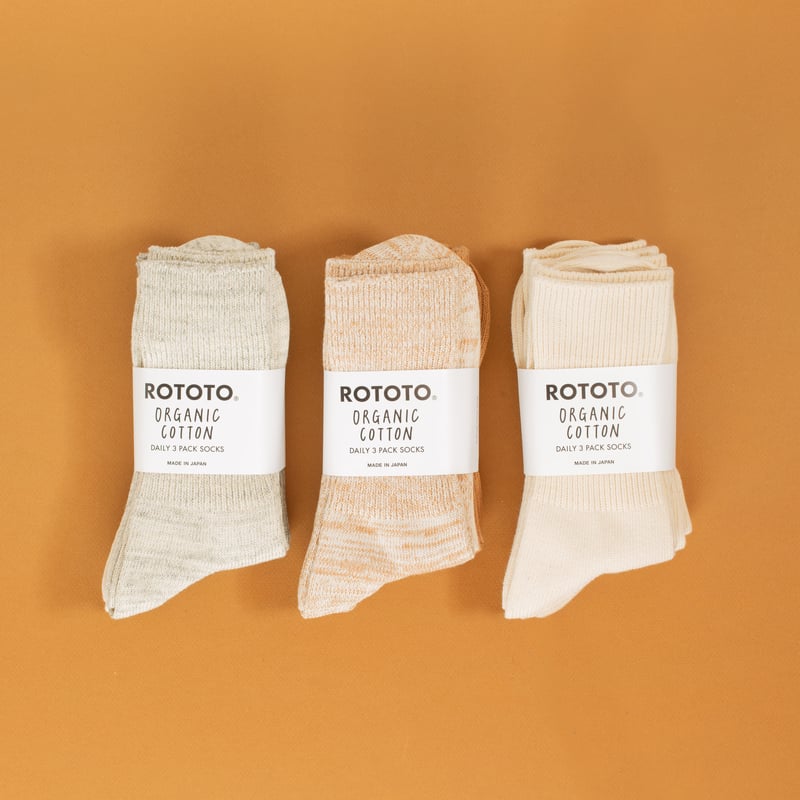Organic Daily 3 Pack Ribbed Crew Socks Ecru