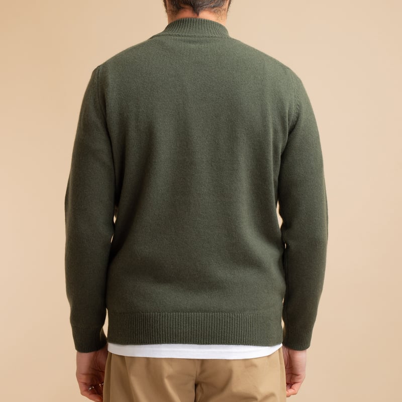 Pull Laine/Cachemire Col Cheminée Moss Green