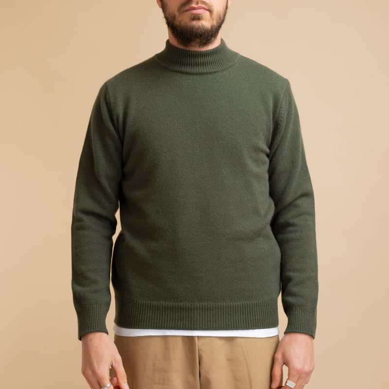 Wool/Cashmere Turtleneck Sweater Moss Green