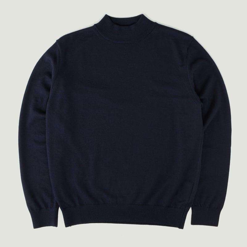 Navy Merino Turtleneck Sweater