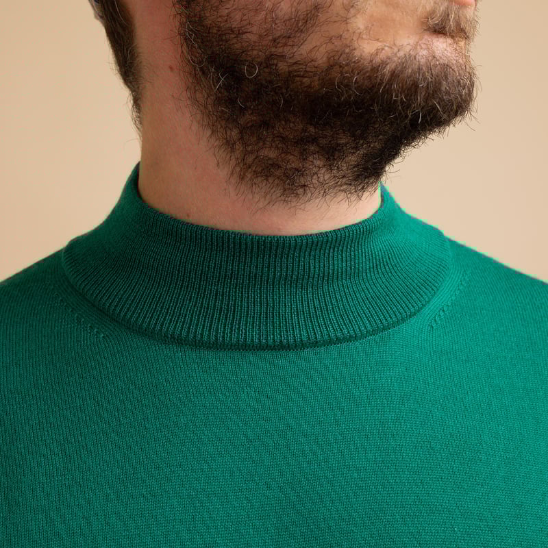Grass Green Merino Turtleneck Sweater
