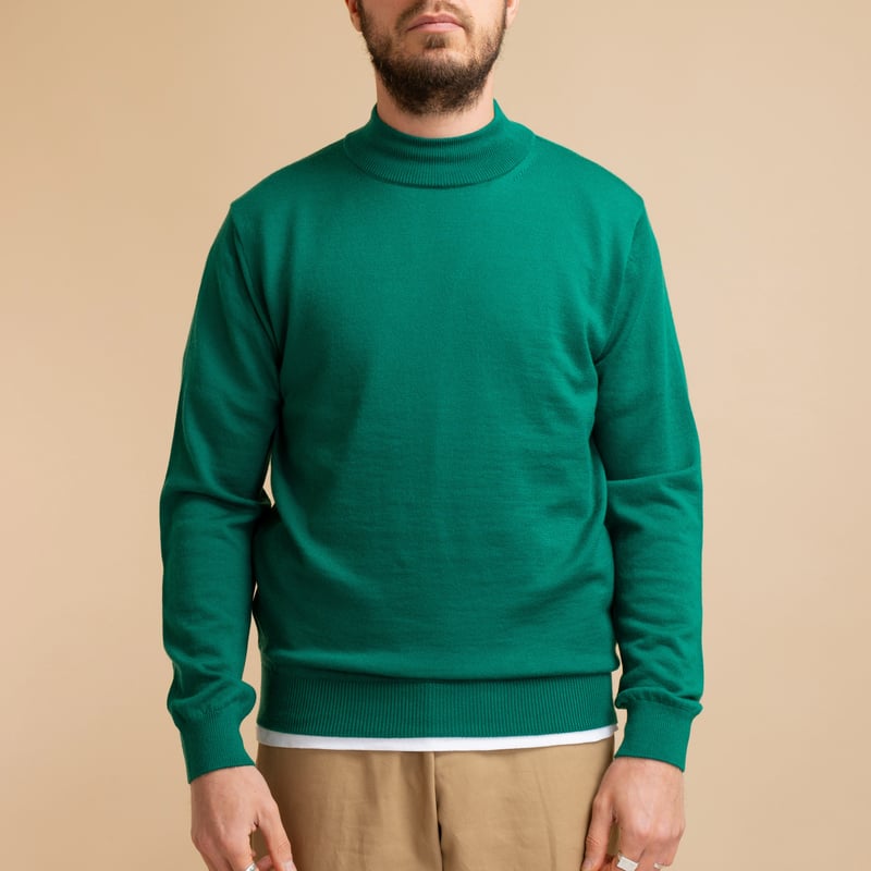 Grass Green Merino Turtleneck Sweater