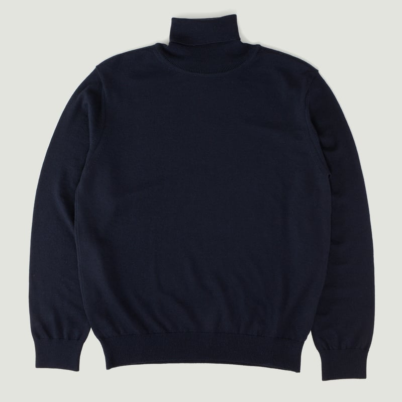 Navy Merino Turtleneck Sweater