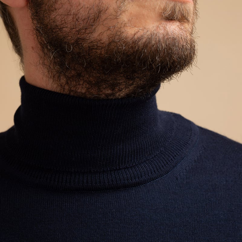 Navy Merino Turtleneck Sweater