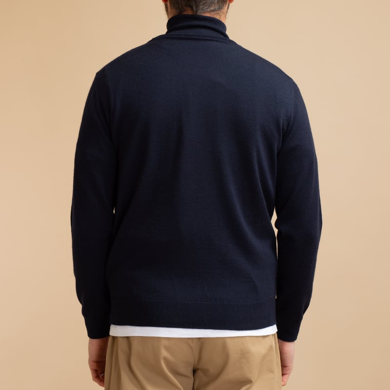 Navy Merino Turtleneck Sweater