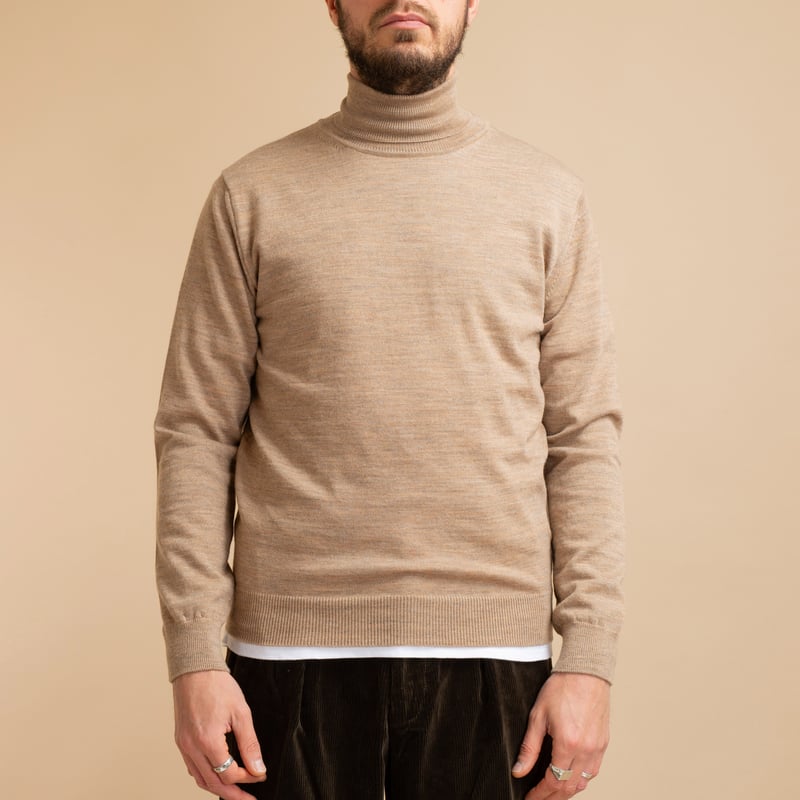 Light Brown Merino Turtleneck Sweater