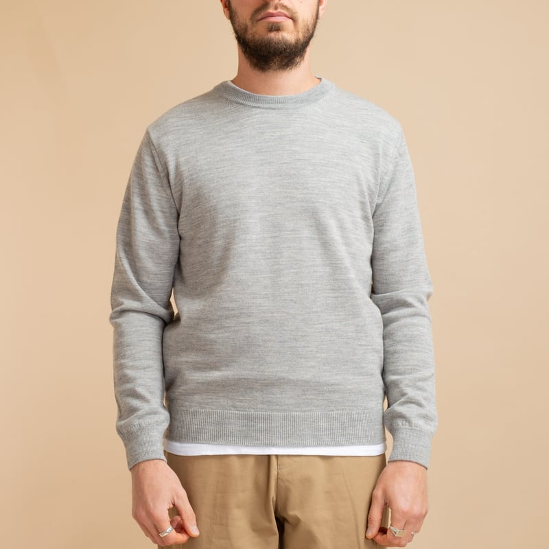 Light Gray Merino Wool Crew Neck Sweater