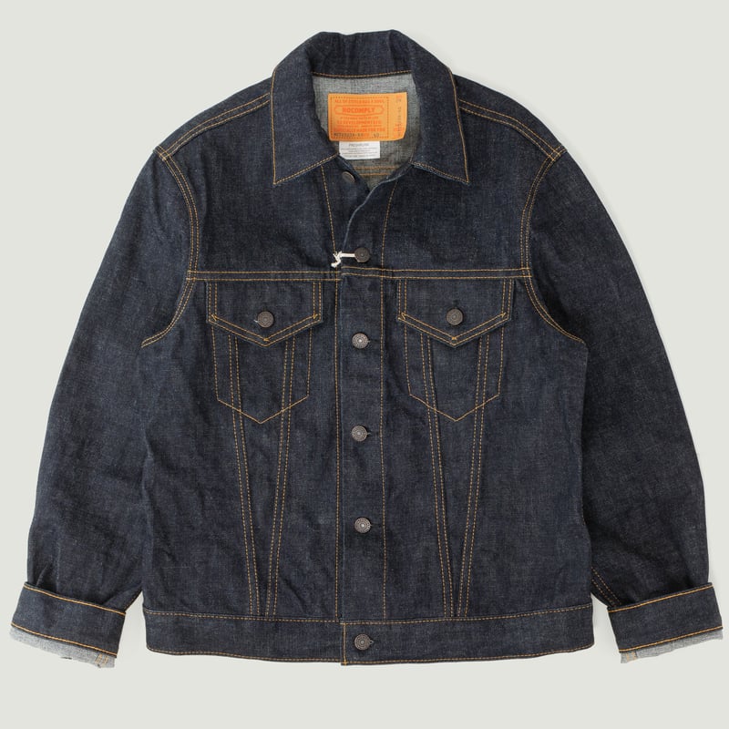 "NO COMPLY" New Trucker Jacket 13.5 oz Indigo Selvedge