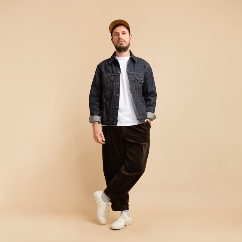 "NO COMPLY" New Trucker Jacket 13.5 oz Indigo Selvedge