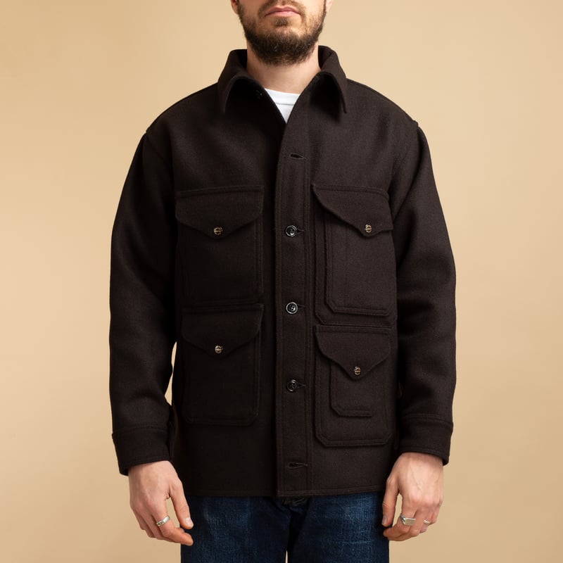 "SURE MFG" Mackinaw Wool Cruiser Jacket in Dark Brown