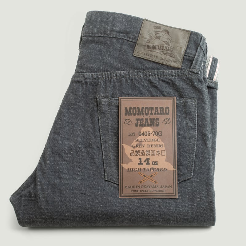 0405-70G High Tapered 14oz Grey Selvedge Denim