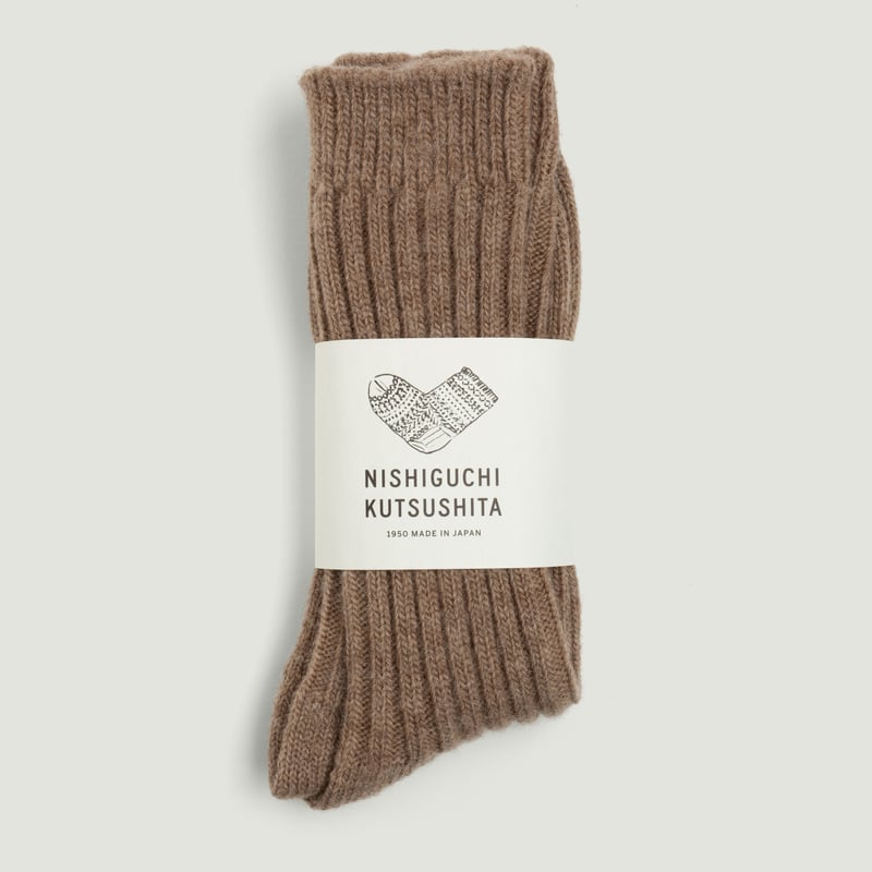 Wool Ribbed Socks Beige