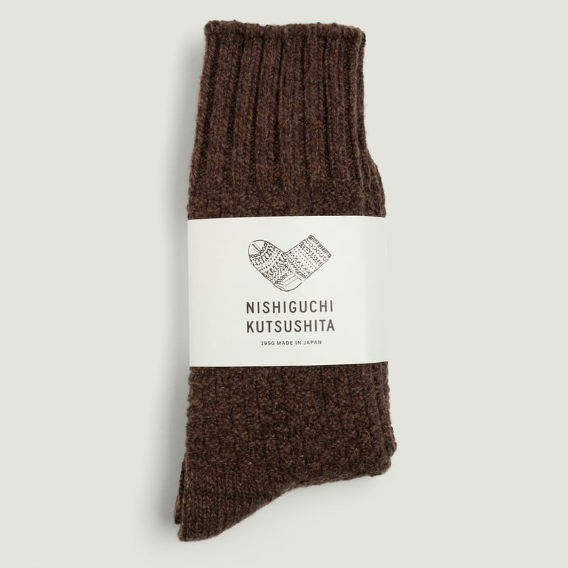 Wool Cotton Boots Socks Mocha Brown