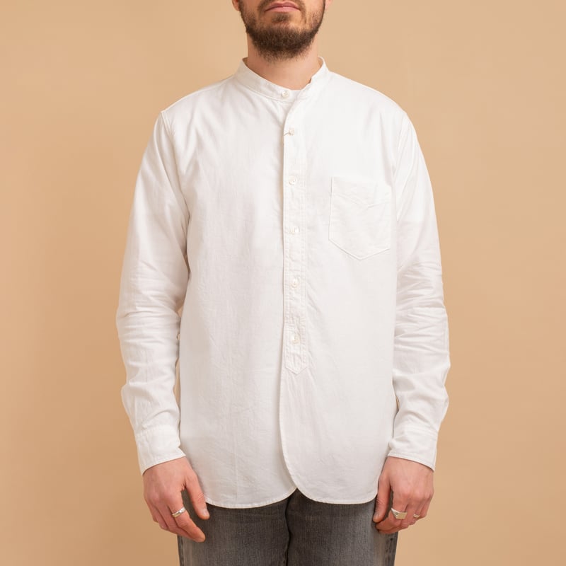 F3429 Band Collar Shirt White