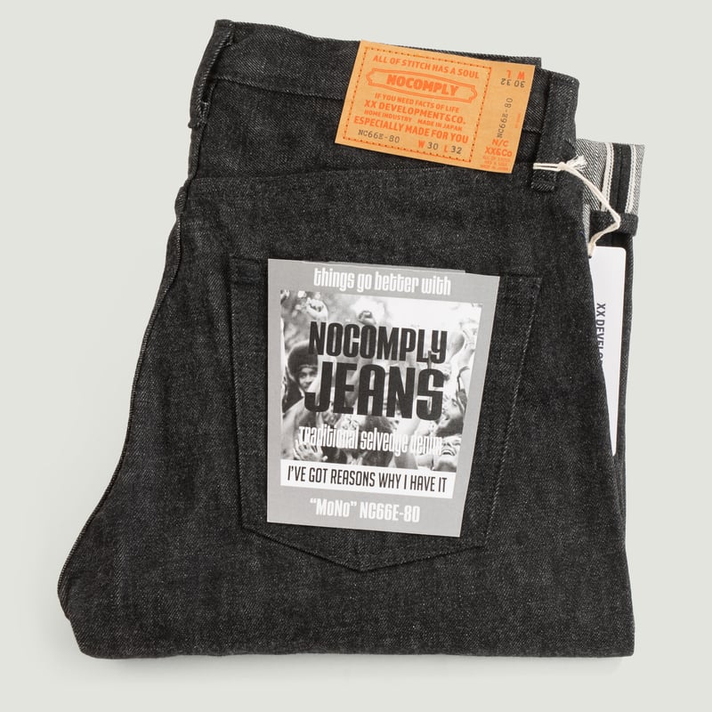 "NO COMPLY" Regular 13.5oz Black Selvedge Denim "MoNo"