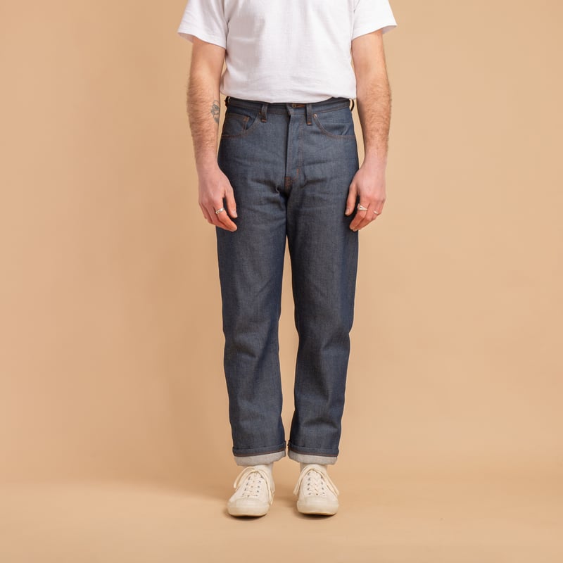 front view of NAKED & FAMOUS TrueGuy Natural Indigo Selvedge jeans