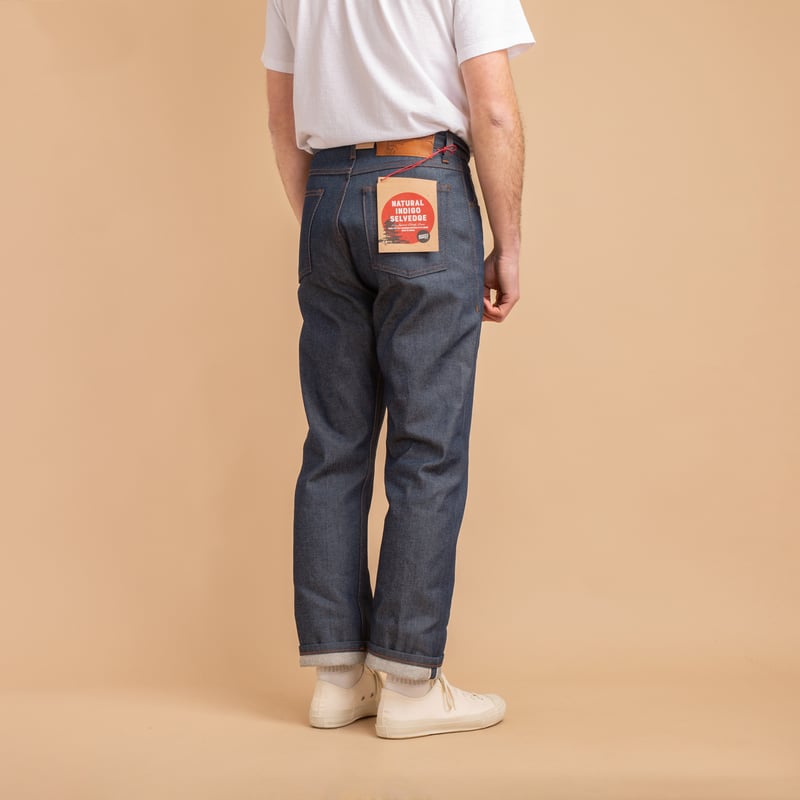 Back view of NAKED & FAMOUS TrueGuy Natural Indigo Selvedge jeans