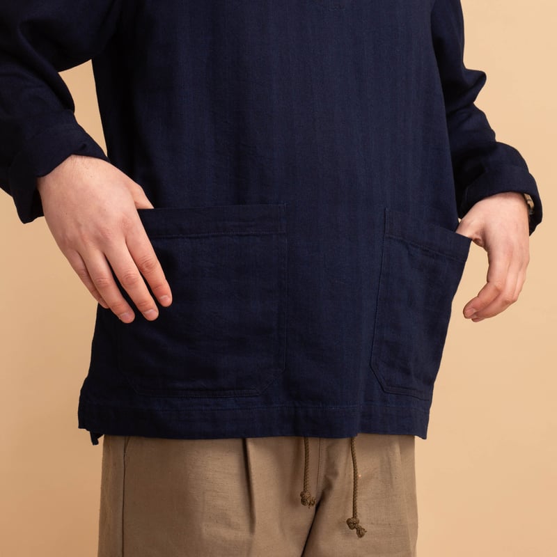 UNIVERSAL WORKS / Smock Overshirt Indigo Herringbone Denim