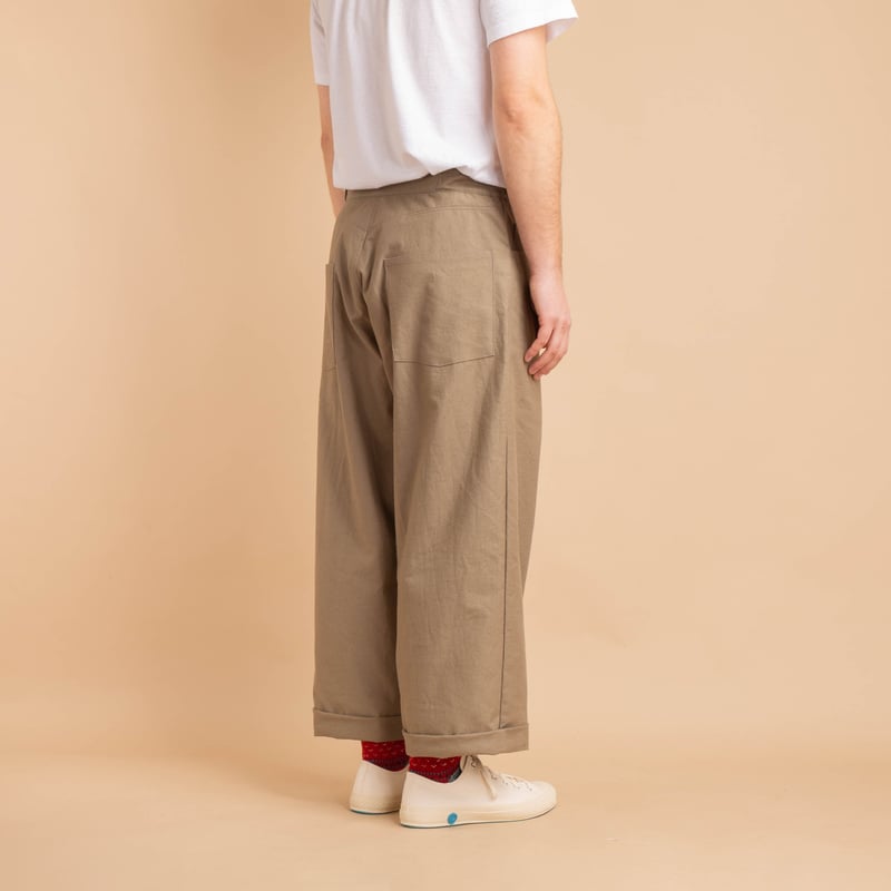 Back Nep Baggy Pants Sepia