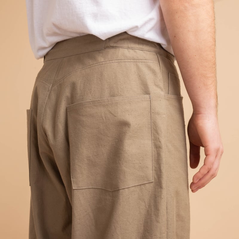 Back Nep Baggy Pants Sepia